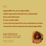 Brené Brown Instagram - @bamitskam is a singer-songwriter, music producer, activist, writer, and the lead singer of the Gulf Coast soul band @thesuffers. You know their kick-ass song “Take Me to the Good Times” from the “Dare to Lead” podcast. In this episode, Kam and I talk about what it means to lead a creative team and what it means to set audacious goals, to fall and fail, and the power of getting back up. Kam explains the daily conflict that bubbles up in the creative process and how normalizing that conflict helps us get to the creative magic. The joy, the expansiveness, and the soul of The Suffers are inextricably connected to the inclusivity, representation, and diversity of the band. Kam seems to never forget that joy as she leads, and it comes through in this conversation.