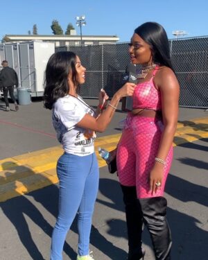 Brittany Renner Instagram - Can we take a moment to appreciate not only how beautiful, intelligent, and talented Meg is but how much her inner beauty shines through???! I was so hype to meet @theestallion 🥰😩😂🐎💗 Day 1 was a success @rollingloud 🎤