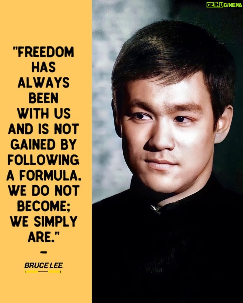 Bruce Lee Instagram - 🐉 “Freedom has always been with us and is not gained by following a formula. We do not become; we simply are.” - Bruce Lee #brucelee #simple #direct #free #jkd #mindset 📸 treatment by @mr_kun_san