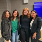Bryce Dallas Howard Instagram - Former Students 🤝 Future Collaborators. It was so special to meet up with #NineMusesLab alumni and get their feedback on my newest directing project!⁣ ⁣ [ID: Standing in a row from left to right are Arianna, Isabella, BDH, and Abby who are all smiles. Arianna rocks a black denim jacket and Isa and Abby sport black blazers with green and white (respectively) blouses underneath. BDH wears a black turtle neck and jeans.]