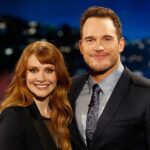 Bryce Dallas Howard Instagram - #TBT to 5 years ago this week when I cut my own bangs the night before appearing on national TV. #BigMistake⁣ ⁣ [ID: BDH (left) stands next to Chris Pratt (right) to greet the Jimmy Kimmel Live audience. BDH’s hair is down and her bangs are swept to the right because they are two to three inches TOO SHORT. Not cute short like Audrey Hepburn; short like how my Mom would cut my bangs in 2nd grade.]⁣ ⁣ 📸: @jimmykimmellive