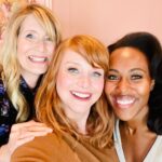 Bryce Dallas Howard Instagram - The sheer joy of being around these two 💗✨ ⁣ ⁣ [ID: The goddesses @lauradern and @dewandawise stand on either side of BDH to take a photo in front of Bryce’s favorite pink dinosaur wallpaper]