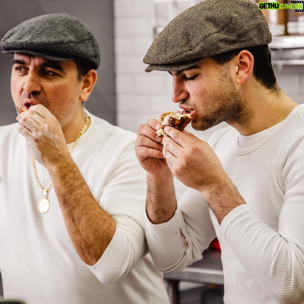 Buddy Valastro Instagram - From generation to generation, the sweetest moments are shared over dessert 🍮 #BakingWithBuddies #FatherSonDuo #cakeboss