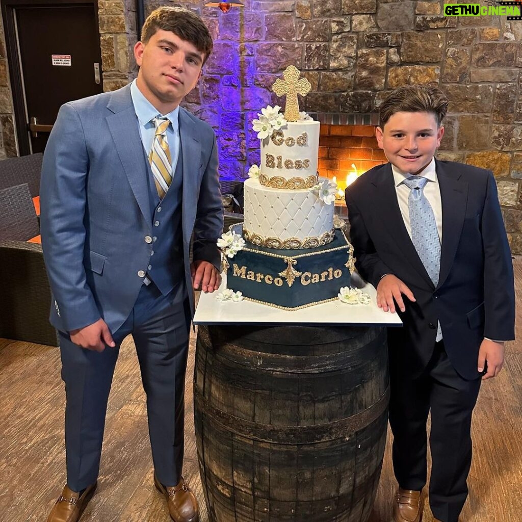 Buddy Valastro Instagram - Congratulations to my boys @marco_valastro26 and Carlo on their confirmation! 🎉🙏 May this special occasion be a stepping stone towards a lifetime of faith, love, and blessings. So proud of the young men you're becoming! 💙 #Confirmation #proudparents