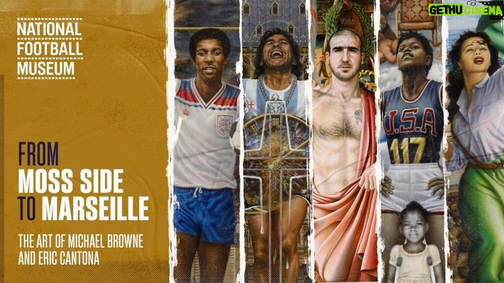 Éric Cantona Instagram - I am excited to be collaborating with the @nationalfootballmuseum to launch a new exhibition, From Moss Side to Marseille: The art of Michael Browne and Eric Cantona. This thought-provoking collection been jointly curated with @mjbfineart and influenced by our sporting heroes who used their positions to advocate for social change, despite the great personal cost. Opens 14 January 2023 #mosssidetomarseille