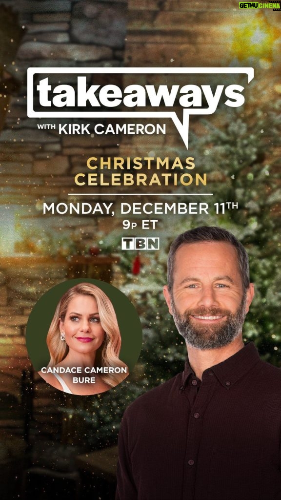 Candace Cameron-Bure Instagram - Tune into @takeawaysontbn on Monday, December 11th at 9pm EST to see a re-airing of this episode 🎄✨ with my brother @kirkcameronofficial