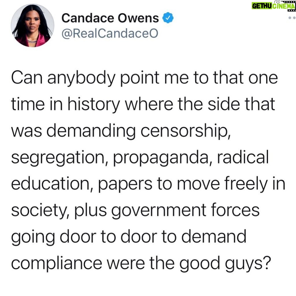 Candace Owens Instagram - Special shout out today to @ericclapton for being among the first musical artists to take a stand to tyranny by declaring that he will NOT perform at any venue that is demanding segregated sections for the “unvaccinated”, which is a neo-nazi term for those they view as diseased. This is psychology of cruelty. The Jews were called rats. The Tutsis were called cockroaches. The Trump supporters are called maggots (“MAGAts”) and now, people who simply want to live their lives freely are being slowly dehumanized as the diseased. We are in the midst of seeing how free societies can be converted into tyrannical regimes. It takes courage to be among the first to say that you will not take part in government tyranny. Eric, the present day neo-nazis will not be kind to you, but history will. No free individual should need papers to move. No free child should be masked against his/her will. No free society would allow ANY form of segregation. No free person would remain silent while millions are being targeted and oppressed. #liberté #soscuba #novaccinepassports #freethewest
