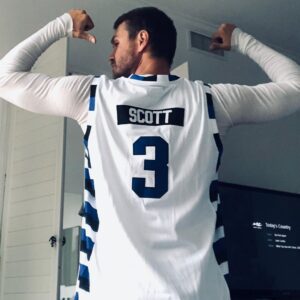 Chad Michael Murray Instagram - “Scott for Three!!!” -Mouth McFadden 
Pre-Order your own Autographed Lucas Scott Jersey Now! Very Limited run. I’ll be hugging & signing each one personally. #OTH #Ravens 🏀 #3 #lucasscott #whitehot @represent