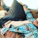 Chad Michael Murray Instagram - Is this shirt too bright? Jett the set pet. It’s ok Dad jokes are welcome here.