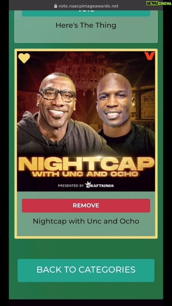 Chad Ochocinco Instagram - We’ve been nominated by @naacpimageawards for Outstanding Podcast Arts, Sports and Entertainment‼️ This video will make it easier on you! Vote for Unc and Ocho