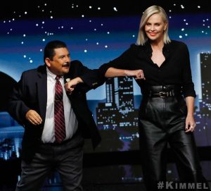 Charlize Theron Instagram - Thanks for having me @jimmykimmel but @iamguillermo is my true love.