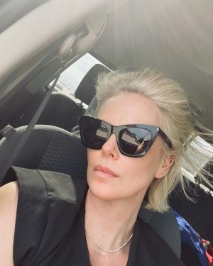 Charlize Theron Instagram - Road tripping to Los Alamos 💜
Mad love for Chef Daisy and everyone at @bellslosalamos - so good!!!