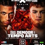 Chase De Moor Instagram - 🚨Title on the line: 𝗵𝗲𝗮𝘃𝘆𝘄𝗲𝗶𝗴𝗵𝘁🚨 @tempoarts and @chasedemoor battle for the MFB Heavyweight title on October 14th on @daznboxing 🐐 #KSIFury | #PaulDanis | @MF_DAZNXSeries | @drinkprime | @KickStreaming