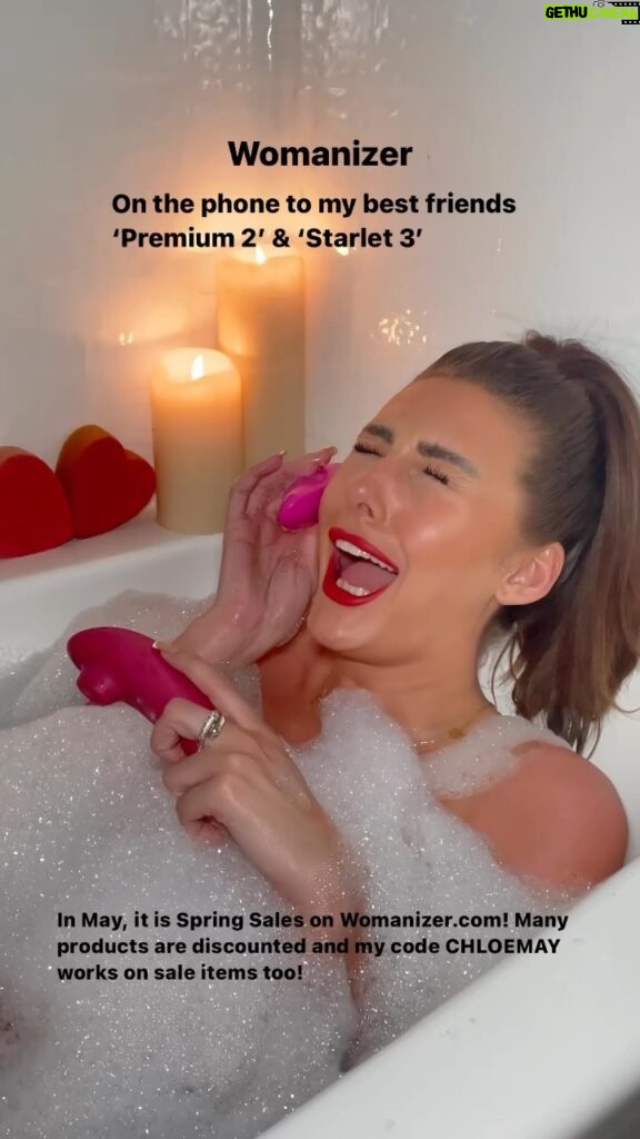 Chloe Veitch Instagram - What’s better than a nice hot bubble bath? A sale on these beauty’s of course. 85% of my instagram is women! So Gowan beautiful ladies TREAT YOURSELF! Use CHLOEMAY for 20% off🦋🦋 on the entire @womanizerglobal shop. And in May, it is Spring sales on their website. Many products are discounted and my code works on those items too!🦋🤍 LINK IN BIO #Womanizer #womanizerpremium2