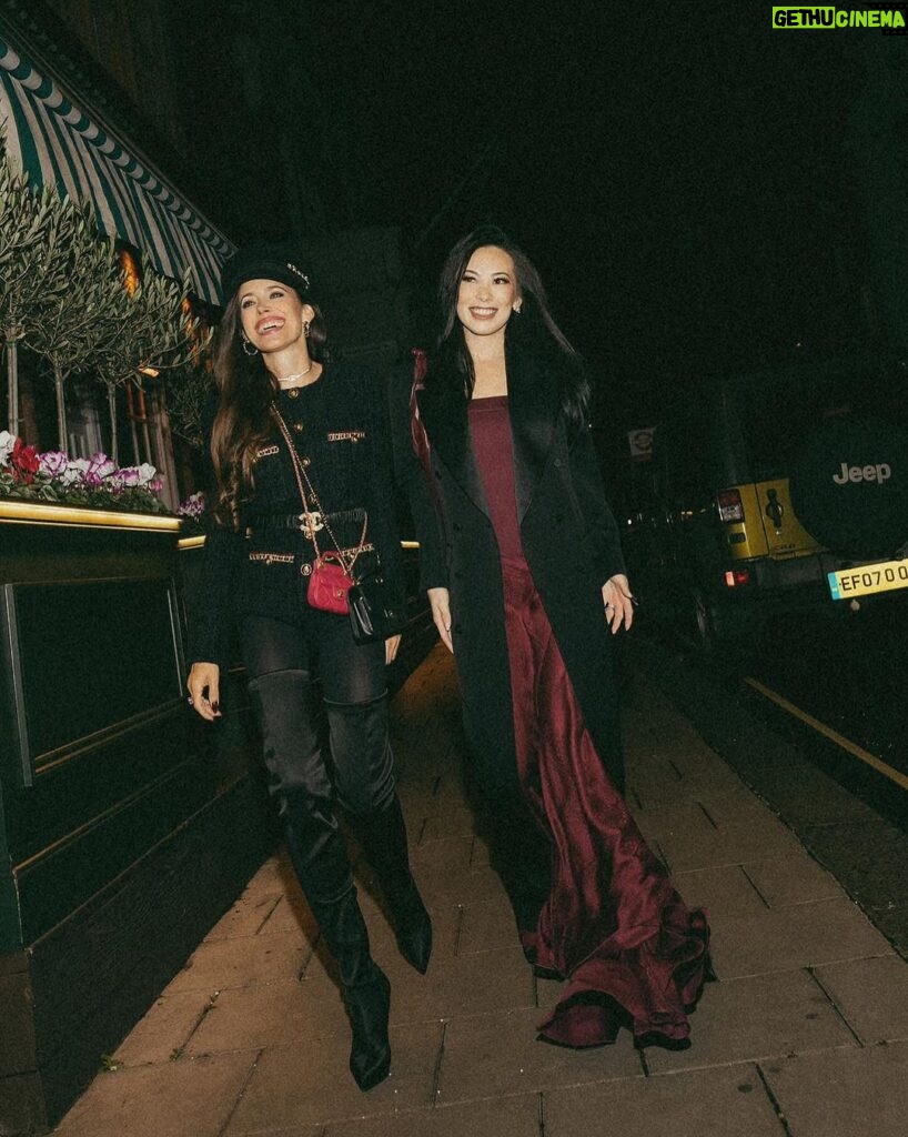Christine Chiu Instagram - Couldn’t have imagined a more chic and intimate birthday stay than at our London home away from home @hotelcaferoyal ❤ with a most delicious family dinner @alexdillingcaferoyal thank you for all the little touches … 🎈 Fighting the worst flu of my life in @hermes dress @yeprem jewelry Hotel Cafe Royal