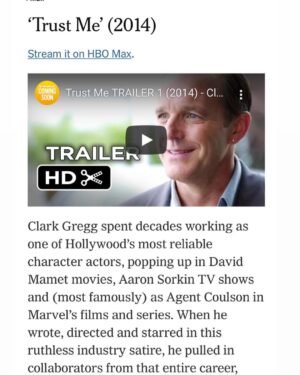 Clark Gregg Instagram - My lost indie love child Trust Me getting some love in @nytimes today. (See link in bio) Now streaming on @hbomax