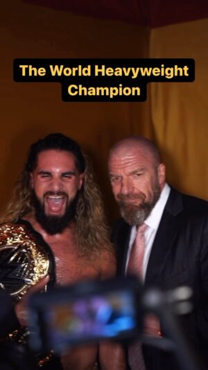Colby Lopez Instagram - Can’t become the CHAMP officially without a @tripleh point pic! 😂 Congratulations @wwerollins 👏👏👏 #WWENOC
