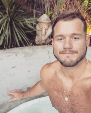 Colton Underwood Instagram - happy 4/20, i don’t smoke but this dude next to the hot tub does. glad the previous owners left him, adds character to the house.
