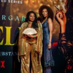 Connie Ferguson Instagram - Mama and her cub.🥰 Taking it all the way back to the 70’s. Big hair who dis?🥰 #grizeldaza premier @netflixsa 📸 @netflixsa 💄@touchedbyneo