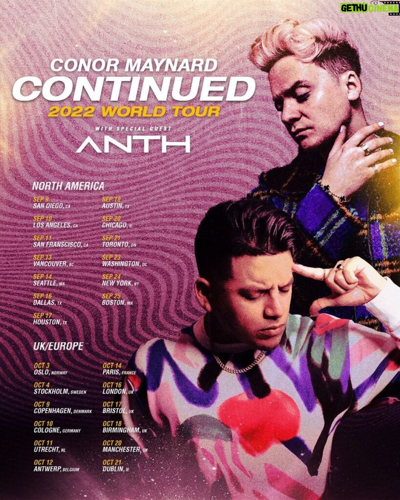 Conor Maynard Instagram - The moment you’ve all been waiting for…after many rumors and speculation…after 3 long years…I am super excited to announce that I will be supporting my brother on his world tour next month! #CANTH is finally hitting the road again and going back on tour together 🥳 The number one question that fans ask me is when I will go back on tour, and that time is now. WHO’S COMING?! Link in bio 😏