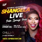 D.J. "Shangela" Pierce Instagram - PALM SPRINGS, CA!! I’ll see u Saturday for a special PS Pride show! 3PM @chillbarps Tix link in bio 🏳️‍🌈