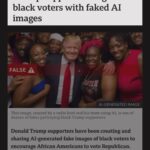 D.L. Hughley Instagram - “FAKE IT ‘TILL YOU… FAKE IT SOME MORE” #TeamDL Source - @keithboykin : The BBC discovered dozens of widely circulated deepfake photos on the Internet portraying Black people as supporting Donald Trump. The creator of this image is Mark Kaye, a conservative white male radio host from Florida, who told the BBC: “I’m not claiming it’s accurate…If anybody’s voting one way or another because of one photo they see on a Facebook page, that’s a problem with that person, not with the post itself.”