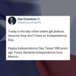 Dan Crenshaw Instagram - There’s a lot of reasons other states should be jealous of Texas. Add this one to the list.