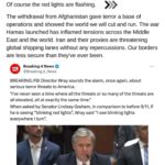 Dan Crenshaw Instagram - FBI Director says he’s never seen threats elevated to this level. From my position on the Intelligence Committee, I can 100% confirm this to be true. There are a number of factors causing this. First, our enemies don’t fear us and our friends aren’t sure if we have their backs. This causes inevitable chaos. Bad actors will push limits. Second, our open border is a major liability, for obvious reasons. Third, decades of Islamist propaganda on our campuses and around the world have created the potential for “home grown terrorism” inspired by the recent Hamas attacks and Israel’s war against them as a result.