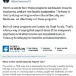 Dan Crenshaw Instagram - Joe Biden lies. Again. And this is why it’s insane that any young person would ever vote Democrat. Responsible Republicans have been sounding the alarm about entitlement spending forever. While there’s always a few “deficit hawks” who yell and scream every year about appropriations bills, the truth is that these annual spending bills only account for 1/3 of total spending, and half of that is for our military. The real deficit hawks are more concerned with the 2/3 of spending that comes from Social Security, Medicare, Medicaid, etc. So it has to be fixed. But how? Democrats just want to raise your taxes. That’s it. Raise taxes on young people and transfer the money to your grandparents. There’s a lot more sensible solutions than that, of course. But again, if you’re young and worried about these retirement programs (as you should be), you should never vote for Democrats.