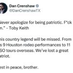 Dan Crenshaw Instagram - Today we lost a legend. Gone but not forgotten. @tobykeith