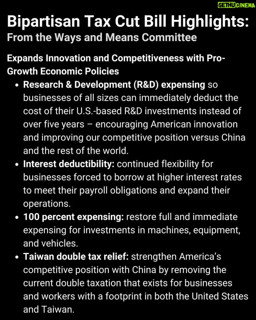 Dan Crenshaw Instagram - I know everyone is distracted by more interesting news than this (like Taylor Swift being a psyop…🤔) but here’s some big news you probably aren’t following. Tonight we’re voting on a bipartisan tax deal. I could bore you to death by getting into the weeds of it all, but here’s the highlights. Swipe.