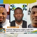 Daniel Cormier Instagram – We’re live on DC&RC and today we spoke to the big man on the day of his big announcement. We’re joined by @francisngannou we also discuss the big win By Jailton Almeida last weekend, and we tap in or tap out. Link in my bio  @realrclark @espnmma