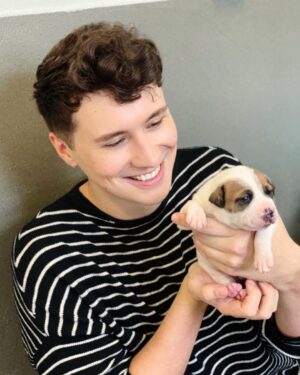 Daniel Howell Instagram - there is a two week old puppy falling asleep in my hands and i will do anything to protec him

thank you @makeawishuk and @battersea for giving us and @rachael__pie this dream day