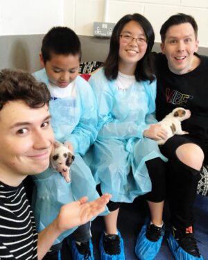 Daniel Howell Instagram - there is a two week old puppy falling asleep in my hands and i will do anything to protec him

thank you @makeawishuk and @battersea for giving us and @rachael__pie this dream day