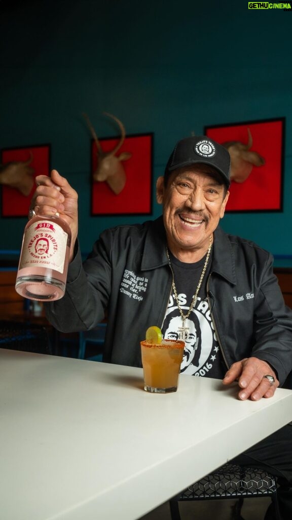 Danny Trejo Instagram - Introducing @trejosspirits new alternative spirit: Gin Alternative. It’s inspired by classic pink gin with notes of red berries, peppercorn, and a touch of juniper. It’s a guilt-free way to enjoy drinks like gin & tonics, Negronis, and any classic cocktails you can imagine. So sip the difference this Dry January like Danny with some Zero proof cocktails and pick up your own bottle today by visiting trejosspirits.com! Visit our website to find recipes to use with your Trejo’s Spirits or the purchase your own bottle! #nonalcoholic #alcoholfree #mocktails #drinks #trejostacos #trejosspirits #sipthedifference #zeroproof #mindfuldrinking #healthandwellness #sobercurious