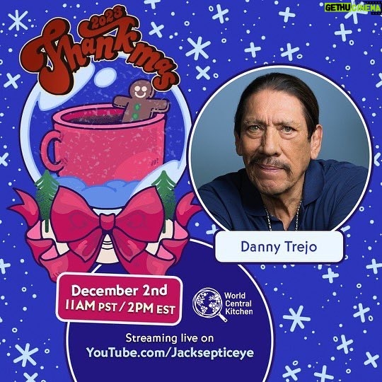 Danny Trejo Instagram - Excited to be apart of the #Thankmas stream with @Jacksepticeye raising money for @Wckitchen! The @thethankmas stream is Starting Now so tune in at my *Link in Bio*
