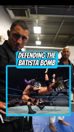 Dave Bautista Instagram - How to defend the Batista bomb with @davebautista 
#jiujitsu #wrestling #wwe #davebautista
