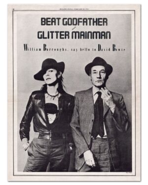 David Bowie Instagram - BOWIE AND BURROUGHS IN ROLLING STONE 50 YEARS AGO TODAY

“If you want it, boys, Get it here thing…”

Fifty years ago today on 28th February 1974, Rolling Stone published a double interview with William Burroughs and David Bowie overseen by Craig Copetas.

Titled Beat Godfather Meets Glitter MainMan the interview took place on 17th November 1973 in Bowie’s London home, with pictures taken by Terry O’Neill.

It’s a fascinating read, and a great snapshot of the time, You can read the full thing here over on the brilliant Bowie resource, Bowie Golden Years: https://www.bowiegoldenyears.com/press/74-02-28-rolling-stone.html (Linktree in bio)

Before you go though, it may be worth bearing this snippet in mind from the interview...

+ - + - + - + - + - + - + - + - + - + - + - + - +

Bowie: I change my mind a lot. I usually don't agree with what I say very much. I'm an awful liar.

Burroughs: I am too.

Bowie: I'm not sure whether it's me changing my mind, or whether I lie a lot. It's somewhere between the two. I don't exactly lie, I change my mind all the time. People are always throwing things at me that I've said and I say that I didn't mean anything. You can't stand still on one point your entire life.

+ - + - + - + - + - + - + - + - + - + - + - + - +

Aside from Terry’s images, the colour shot is of the hand-coloured Wild Boys badge Bowie made. He is pictured wearing it at Studio 54. The final image is Jimmy King’s portrait of Bowie sat beneath one of Terry’s portraits in 2013.

#BowieBurroughs #BowieRollingStone #BowieONeill