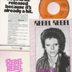 David Bowie Instagram – REBEL REBEL 45 IS FIFTY TODAY

“Hot tramp, I love you so…”

Though the press adverts proclaimed that it was a Valentine’s Day release, Rebel Rebel was actually issued fifty years ago today on the 15th of February 1974. The release, which had already been put back two weeks (original printed release date on demo label is Feb 1st), was an edited version of the song and a first taste from the upcoming Diamond Dogs LP, though it was considered a bit of a curveball compared to much of the music on that album. The single was backed with Queen Bitch.

It was the first release since the dissolution of The Spiders From Mars, though stylistically it may have been more at home on Aladdin Sane, with its up-tempo, Stonesy feel and with an unmistakable and instantly recognisable riff that he was more than grateful to have conjured up, later saying of it: “It’s a fabulous riff! Just fabulous! When I stumbled onto it, it was ‘Oh, thank you!’”.

The track reached #5 on the UK singles chart (Bowie’s sixth Top Five single in the UK), and even managed a placing in the US Billboard Hot 100, no doubt helped by the exclusive New York Mix, which was almost a minute and a half shorter than the regular single mix. The New York Mix was released in North America and Mexico in May 1974 backed with Lady Grinning Soul.

This second version was more urgent than the original, with a backward echo effect on the new la, la, la, la, la, la, la, la, la, la backing vocals, castanets, and more general excitement all round…more akin to the live version that would be performed shortly on the US Diamond Dogs tour.

#DiamondDogs50  #1974TheYearOfTheDiamondDogs  #BowieRebelRebel50