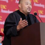 David Chang Instagram - Commencement speech time @uscannenberg…congrats to the all 2023 graduates 🎓. I guess I’m rooting for the Trojans now 🙏 #fighton