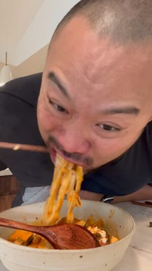 David Chang Instagram - Lunch: some kimchi from @parksbbq and instant noodles from @momofukugoods….more jigae than jeongal but it was delicious.