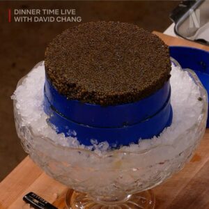 David Chang Instagram - Last night on @dinnertimelive was wild! Big shout-out to @sethrogen and @ikebarinholtz for bringing the laughs and seriously impressive eating skills. No caviar was wasted in the filming of last nights episode.  We won’t cook like that very often! Thanks uncle Ted! 

Every week we’re trying to push ourselves, trying new things, making new mistakes and shifting gears. Cooking live with —no script, no second chances, no commercial breaks…while hosting guests and talking and keeping time. It’s much harder than it looks.  It feels like we’re opening a new restaurant with a new menu every Tuesday at the row DTLA. 

Grateful for Netflix giving me this platform. I’m on the stoves prepping and cooking solo, but the real magic is the team making it all come together off-camera 🙏 Missed the live show? Catch up on all the episodes now on @netflix. #dinnertimelive