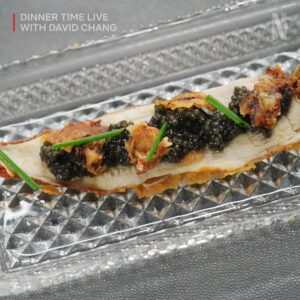David Chang Instagram - Last night on @dinnertimelive was wild! Big shout-out to @sethrogen and @ikebarinholtz for bringing the laughs and seriously impressive eating skills. No caviar was wasted in the filming of last nights episode.  We won’t cook like that very often! Thanks uncle Ted! 

Every week we’re trying to push ourselves, trying new things, making new mistakes and shifting gears. Cooking live with —no script, no second chances, no commercial breaks…while hosting guests and talking and keeping time. It’s much harder than it looks.  It feels like we’re opening a new restaurant with a new menu every Tuesday at the row DTLA. 

Grateful for Netflix giving me this platform. I’m on the stoves prepping and cooking solo, but the real magic is the team making it all come together off-camera 🙏 Missed the live show? Catch up on all the episodes now on @netflix. #dinnertimelive