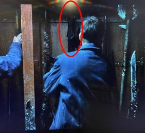 David Harbour Instagram - Nerd alert.  The prop at the end of episode 9 is the Atlantean sword from the CONAN films.  A lovely fan found a still of when it was established in ep 7 and used by an unlucky inmate who met an untimely death near the cells at the side of our gladiatorial pit.

The real excitement behind this however, is that the sword the incredible ST props department (reveal yourselves guys so I can credit you) gave me is THE ACTUAL SWORD used in the filming of both CONAN films.  It was heavy as hell, and such a tremendous honor to wield.  @schwarzenegger - ready to accept your notes on my technique.