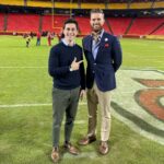 David Henrie Instagram - Standing on the 62 yard line with @buttkicker7 who set both the team record and his personal record yesterday with a 62 yarder!!! Amazing!!! As impressive as that it, what I admire most about Harrison is how great of a husband, father and man of faith he is. P.S. While I look like Harrison could use me as a high top and set drinks on my head I promise I’m not that short he’s just very tall 🤣🤣🤣 . . . . . #HarrisonButker #Congrats #Chiefs #ChiefsKingdom #NFL #Football The Kansas City Chiefs