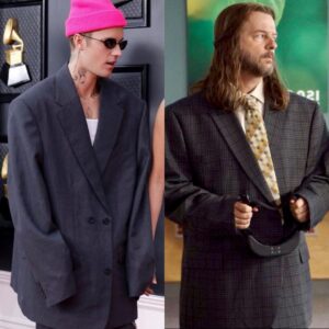 David Spade Instagram - Are we remaking Twins? Who wore it better, the beebs or spade in father of the year? (all votes for justin will be disqualified)  #Grammybits @justinbieber