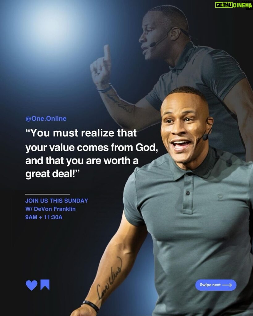 DeVon Franklin Instagram - 📢 YOUR VALUE IS FOUND IN GOD & GOD ALONE 📢 This Sunday @DeVonFranklin is with us and you don’t want to miss it… Details below ⬇️ Family if you’re local to LA or you can join us online, this is a Sunday you won’t want to miss. You are ONE of ONE & there is so much God has in store for your life. Join us! 🙏 Online ⌚7AM 9AM 11:30AM 2:30PM 6PM PST 📺YouTube, Facebook and http://one.online In-Person ⌚9AM + 11:30AM PST 🚪Doors open 15 min before the start of service 📍614 N La Brea Ave Los Angeles, CA #onechurch #oneexperience#oneonline #DeVonFranklin Which service are you attending?! ONE A Potter’s House Church