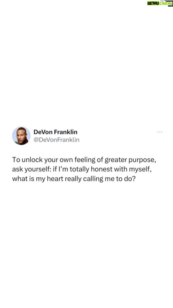 DeVon Franklin Instagram - Stop letting what everyone else will say or think dictate your future! ✋🏾❌ Putting all fear aside, I want you to be HONEST in asking yourself, “What is my heart calling me to do?” This is your sign to do that! That dream that keeps you up at night, that goal that lingers in your mind that you feel so passionate about…IS YOUR PURPOSE!