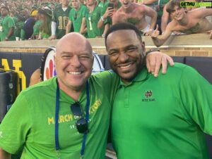 Dean Norris Instagram - On the sidelines for a great #ND game. Bad ending but great game. Got to hang with some legends . Joe Theisman, Tim Brown, Chris Zorich, Jerome Bettis. #notredamefootball  #goirish