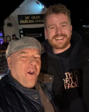 Dean Norris Instagram - Cheers. Cheerio. England. English ales may have higher alcohol levels 
God save the King